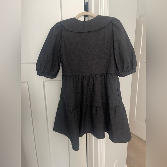 AMANDA UPRICHARD Evangeline Dress in Eclipse black gold buttons mini collar - Picture 5 of 5